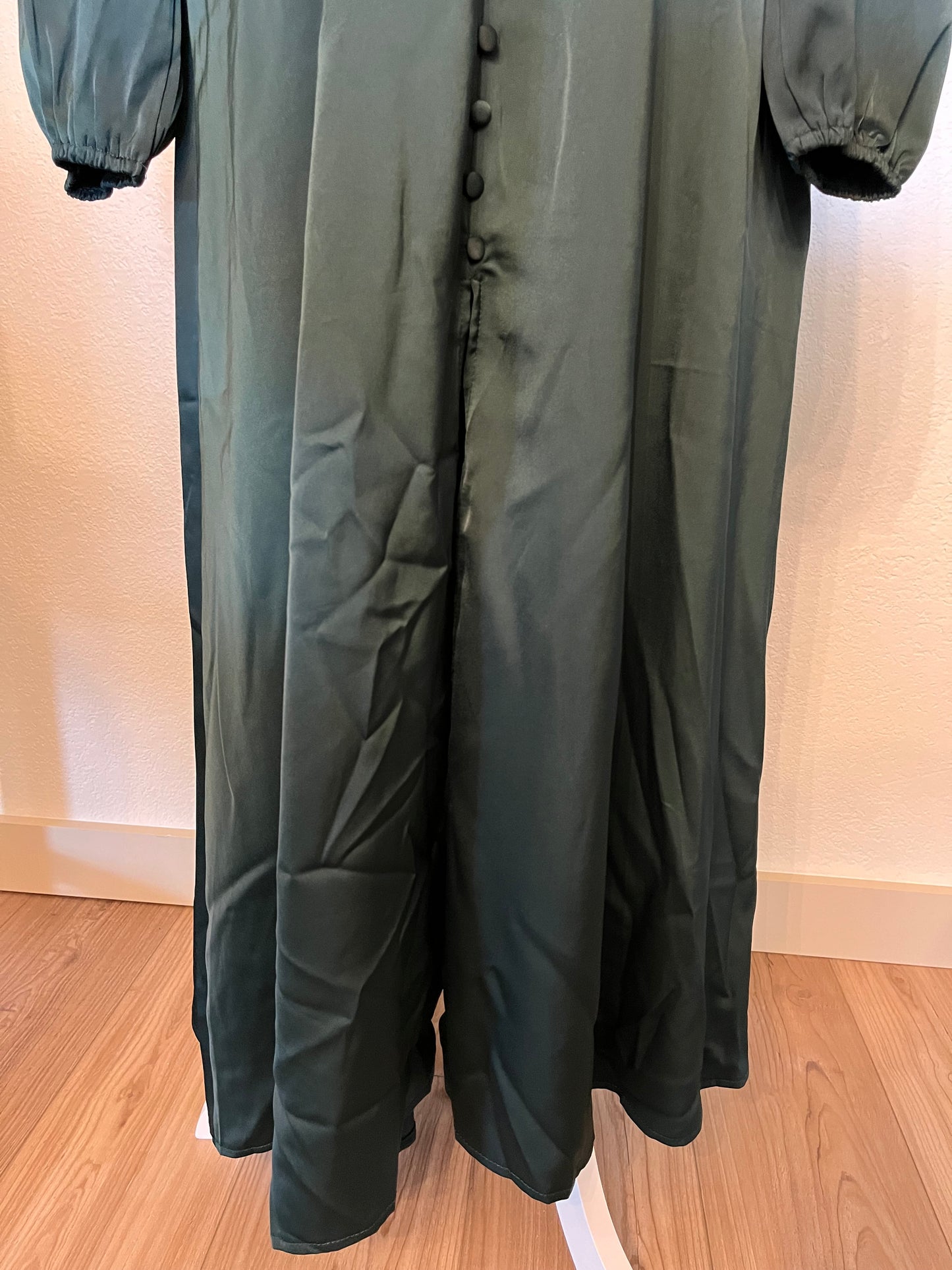 Maniju Emerald Green Satin Maxi Dress