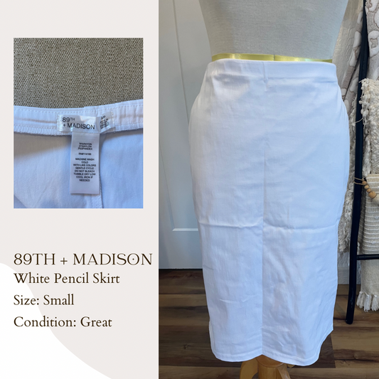 89th + Madison White Pencil Skirt