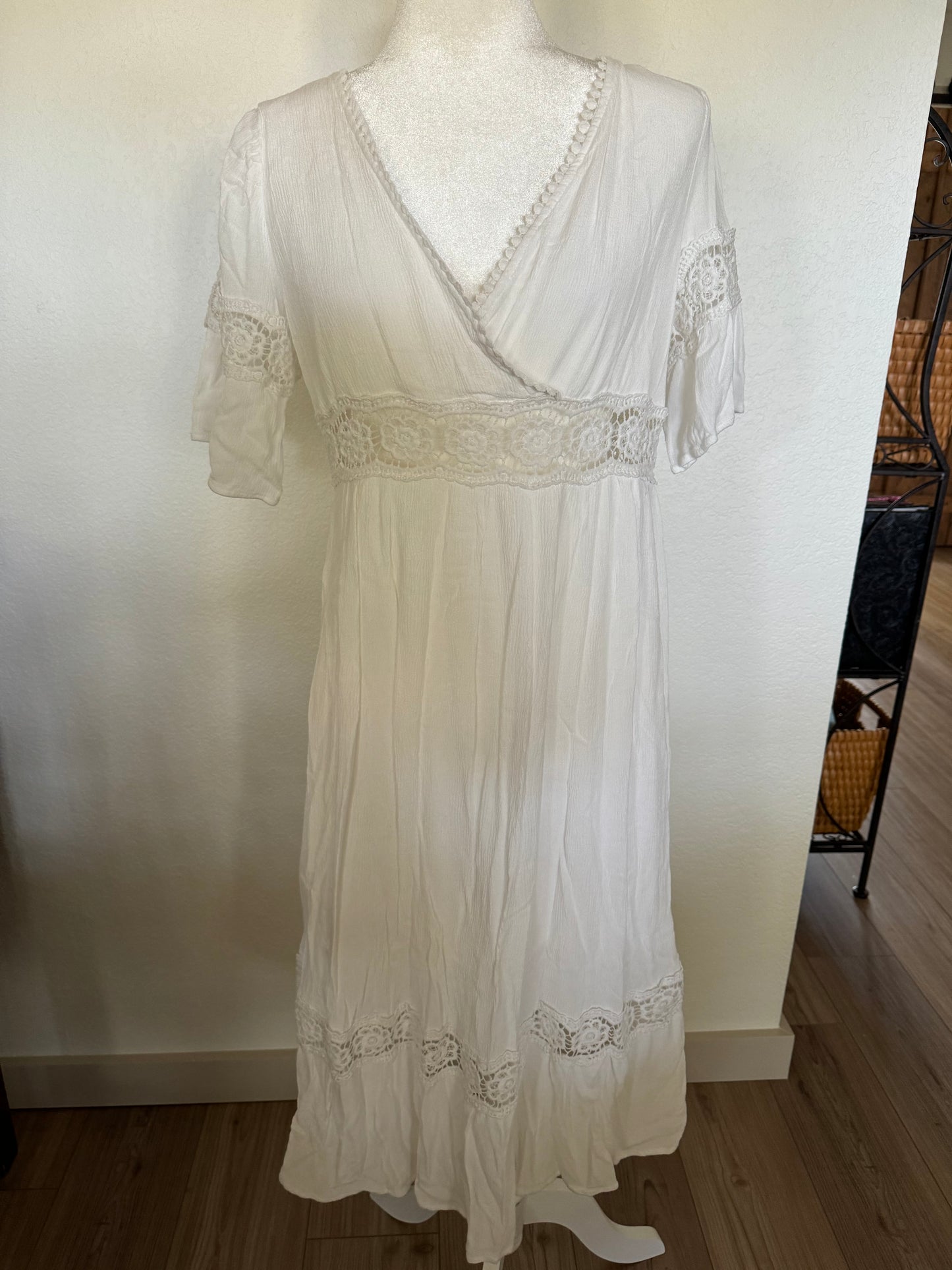 Shein White Maxi Dress With Lace Trim