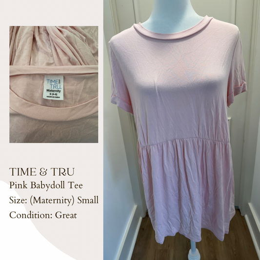 Time & Tru Pink Babydoll Tee