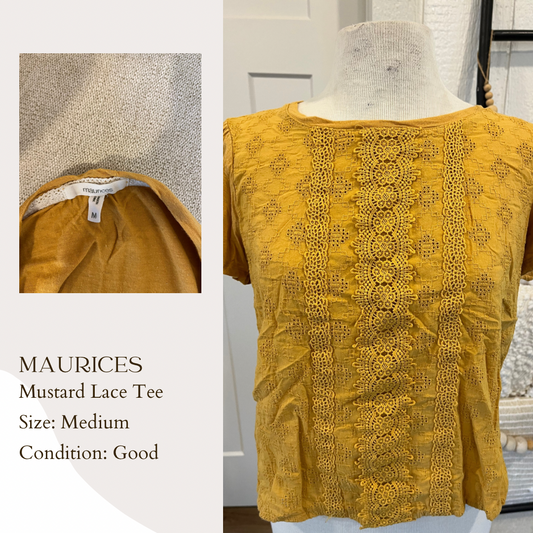 Maurices Mustard Lace Tee