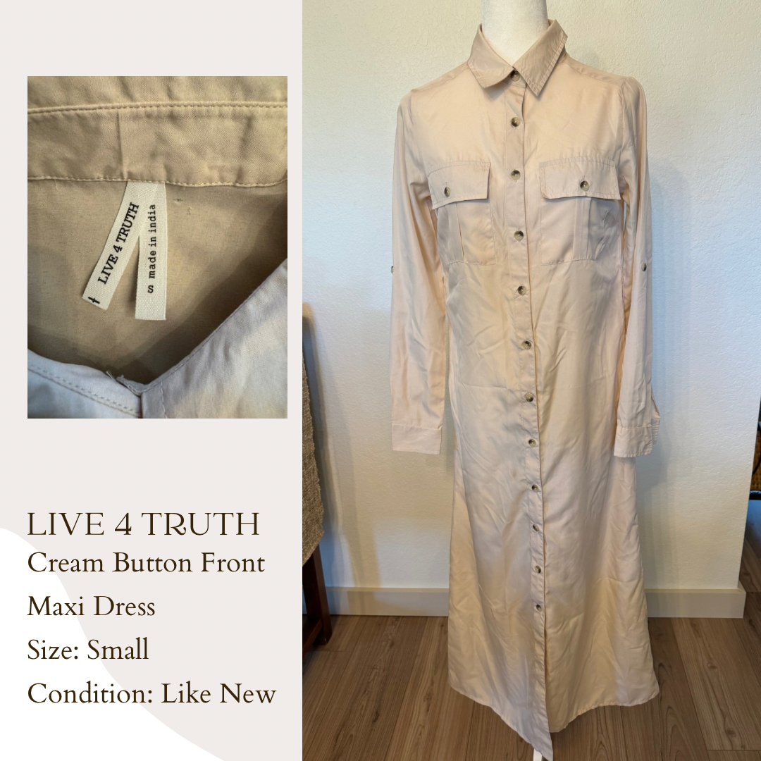 Live 4 Truth Cream Button Front Maxi Dress