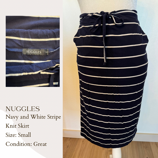 Nuggles Navy and White Stripe Knit Skirt