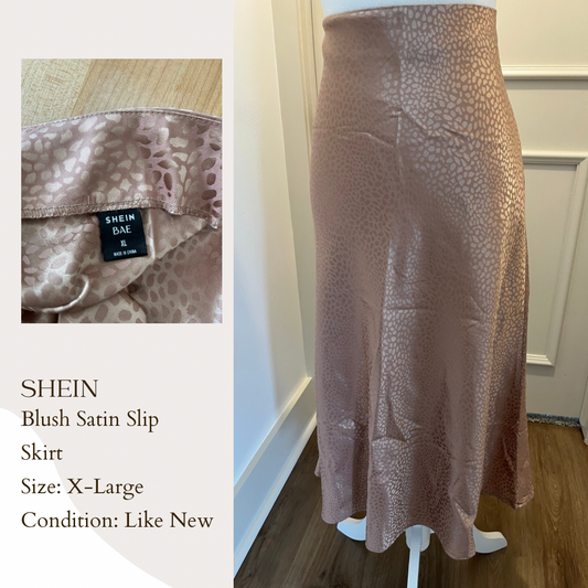 Shein Blush Satin Slip Skirt