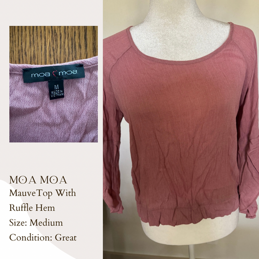 Moa Moa Mauve Top With Ruffle Hem