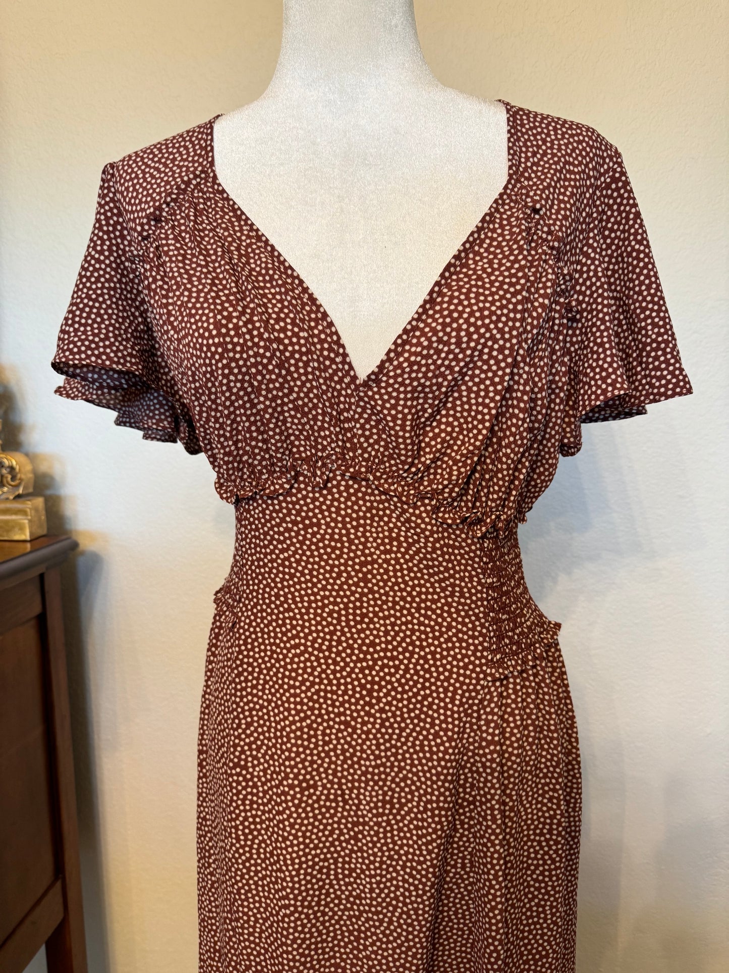 Max Studio Rust Polkadot Maxi Dress