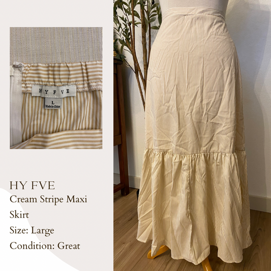 HY FVE Cream Stripe Maxi Skirt