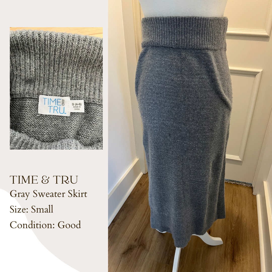 Time & Tru Gray Sweater Skirt