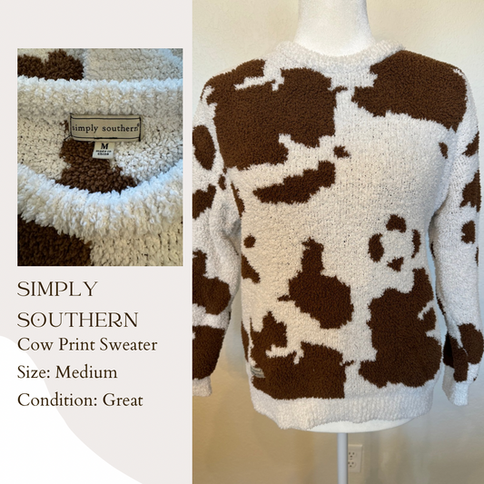 Simply Southern Cow Print Sweater