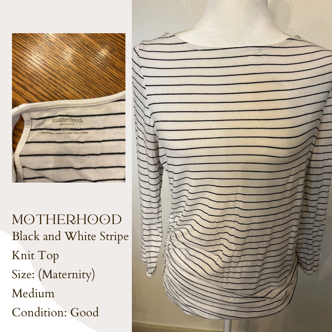 Motherhood Black and White Stripe Knit Top