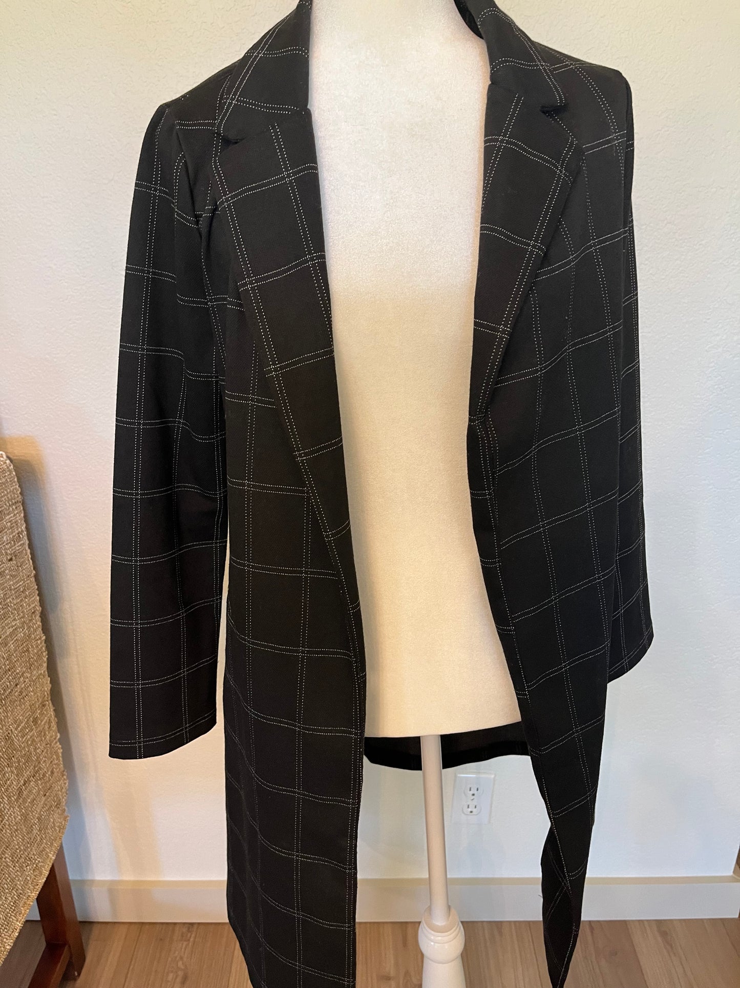 Melloday Black Plaid Blazer