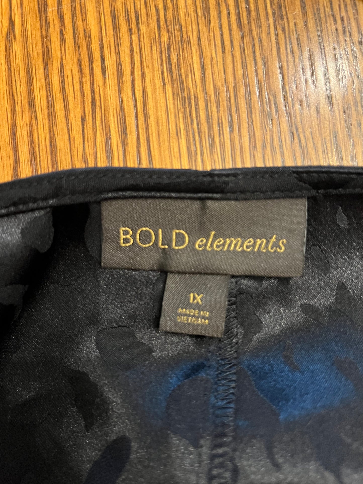 Bold Elements Black Satin Leopard Print Top