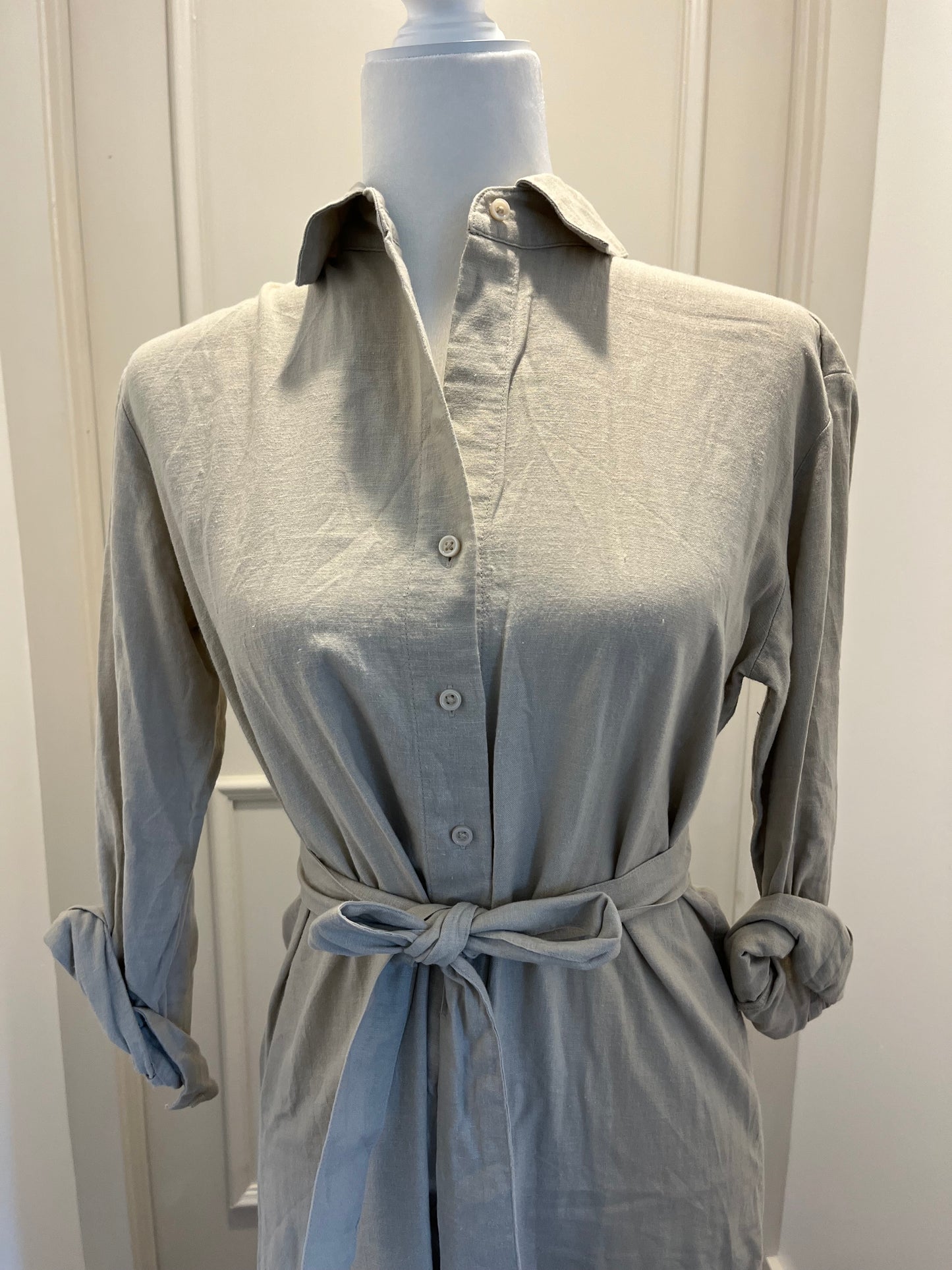 Banana Republic Beige Button Front Midi Dress