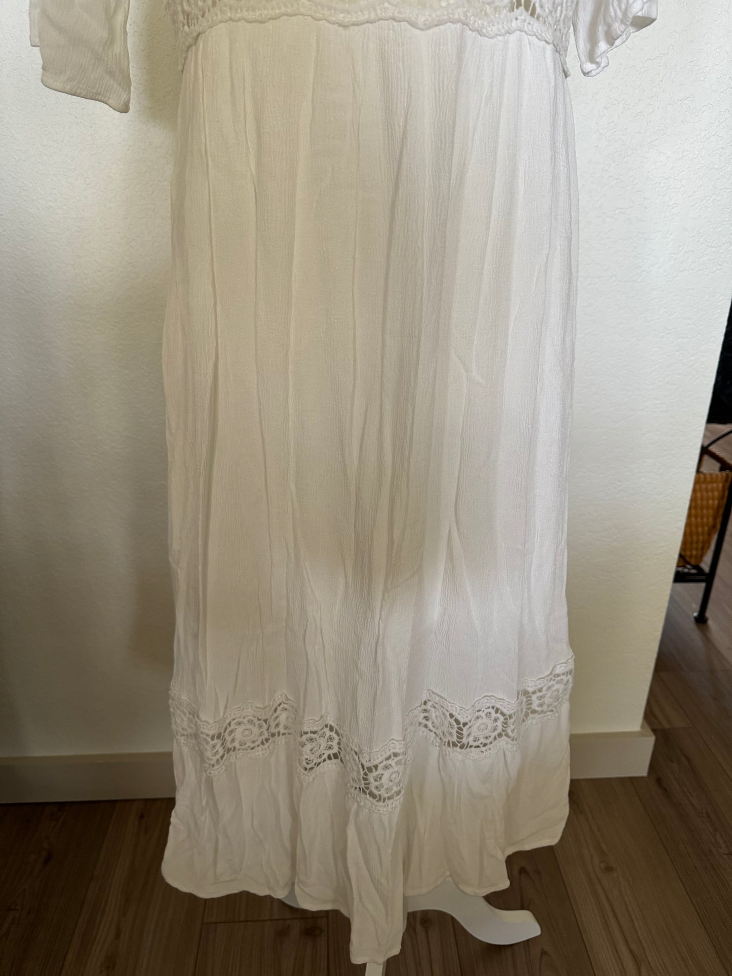 Shein White Maxi Dress With Lace Trim