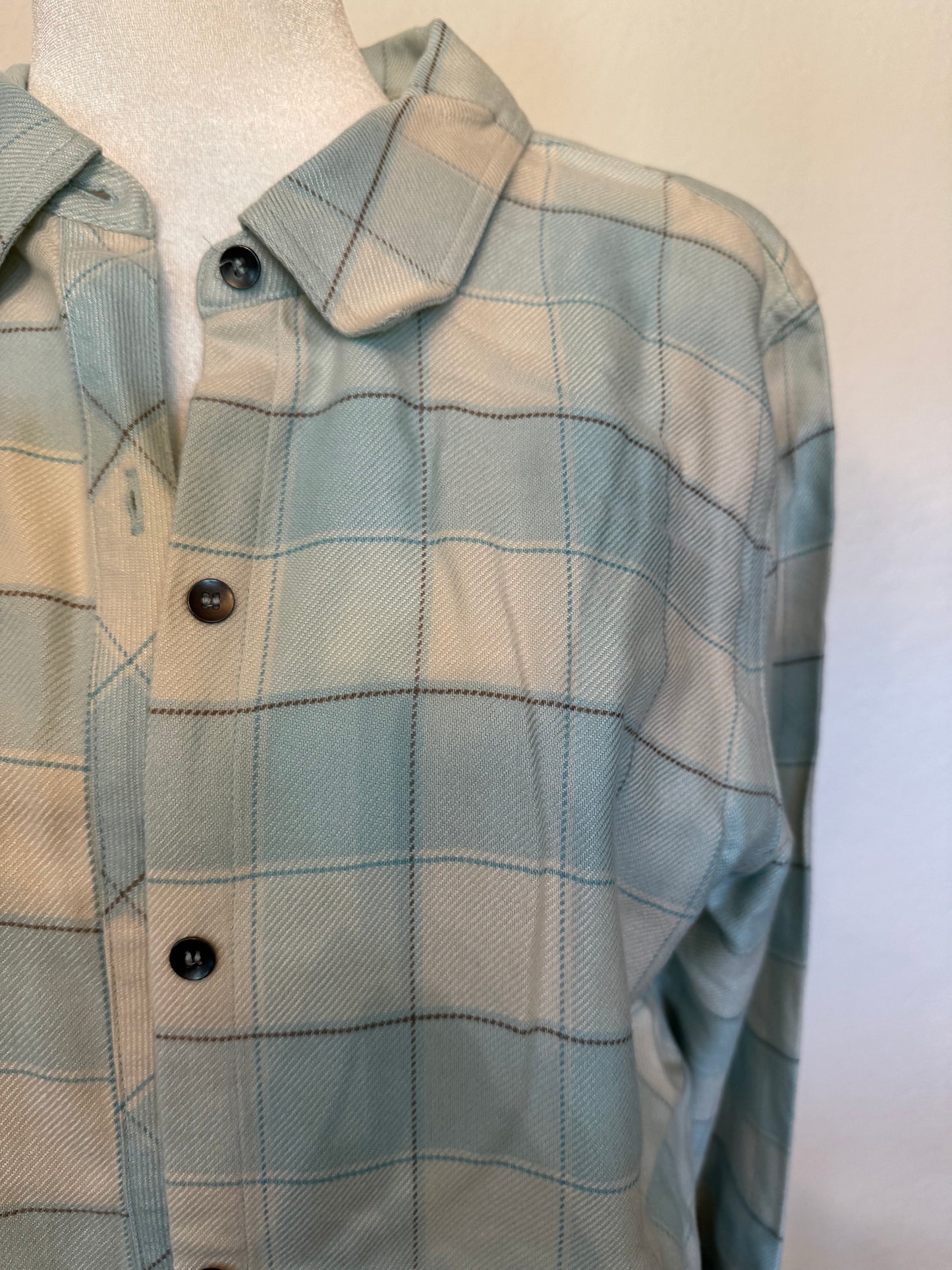 Christopher & Banks Light Blue Plaid Button Front Top