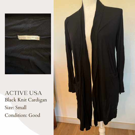 Active USA Black Knit Cardigan