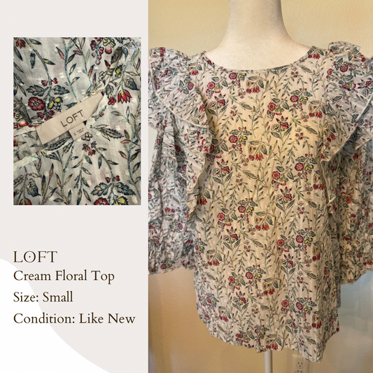 LOFT Cream Floral Top