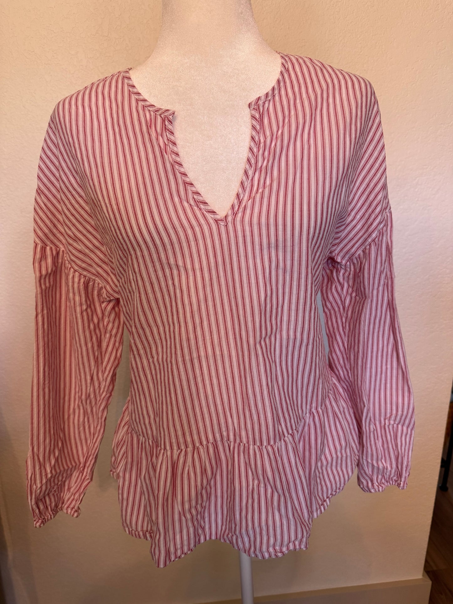 BCBG Maxazria Red and White Stripe Top