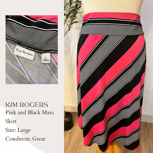Kim Rogers Pink and Black Maxi Skirt