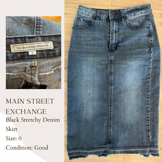 Main Street Exchange Black Stretchy Denim Skirt