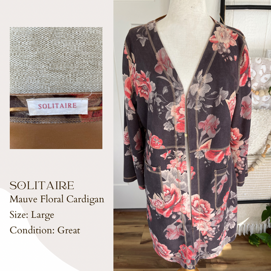 Solitaire Mauve Floral Cardigan