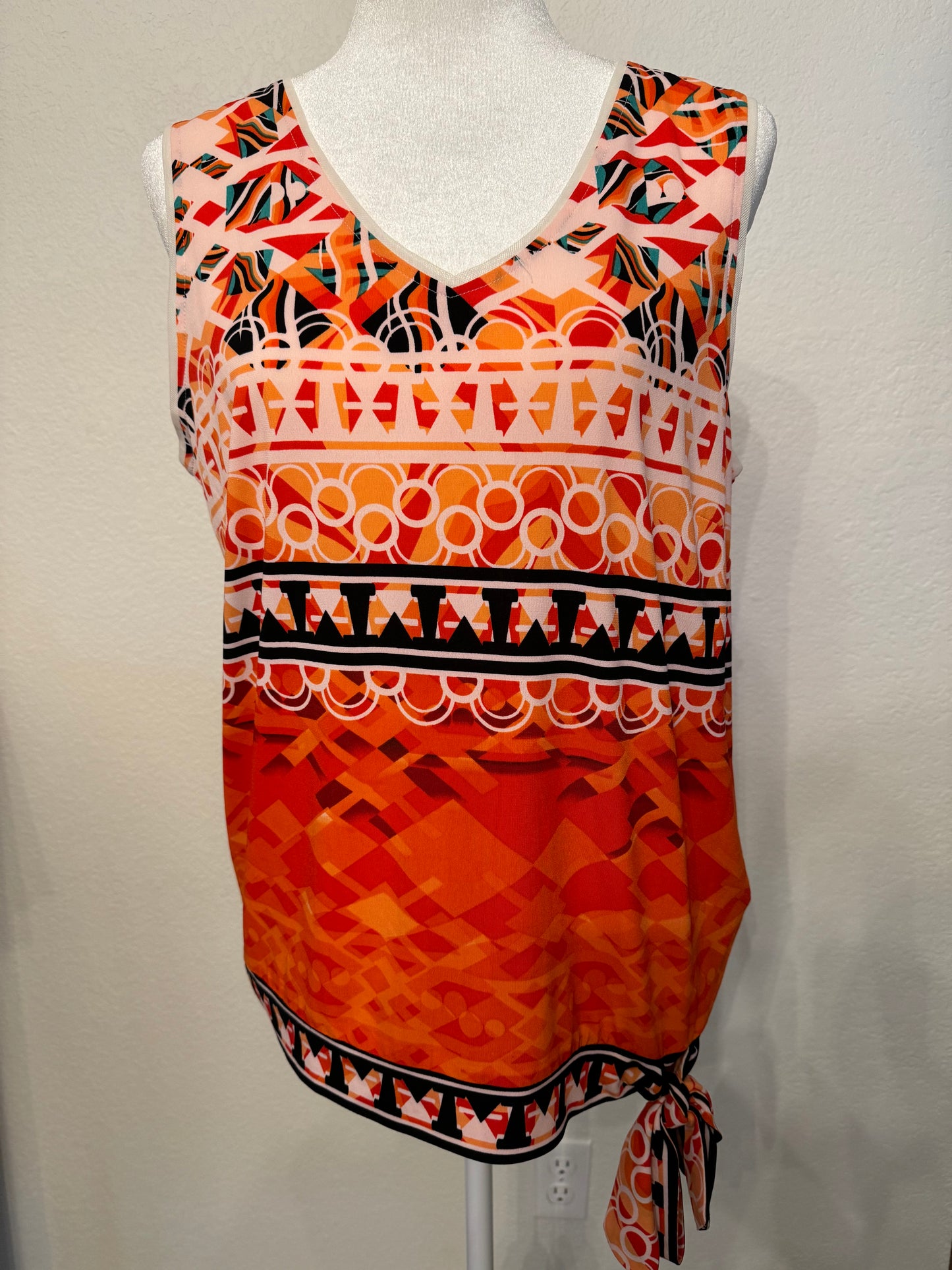 Beige Orange and Black Print Layering Tank