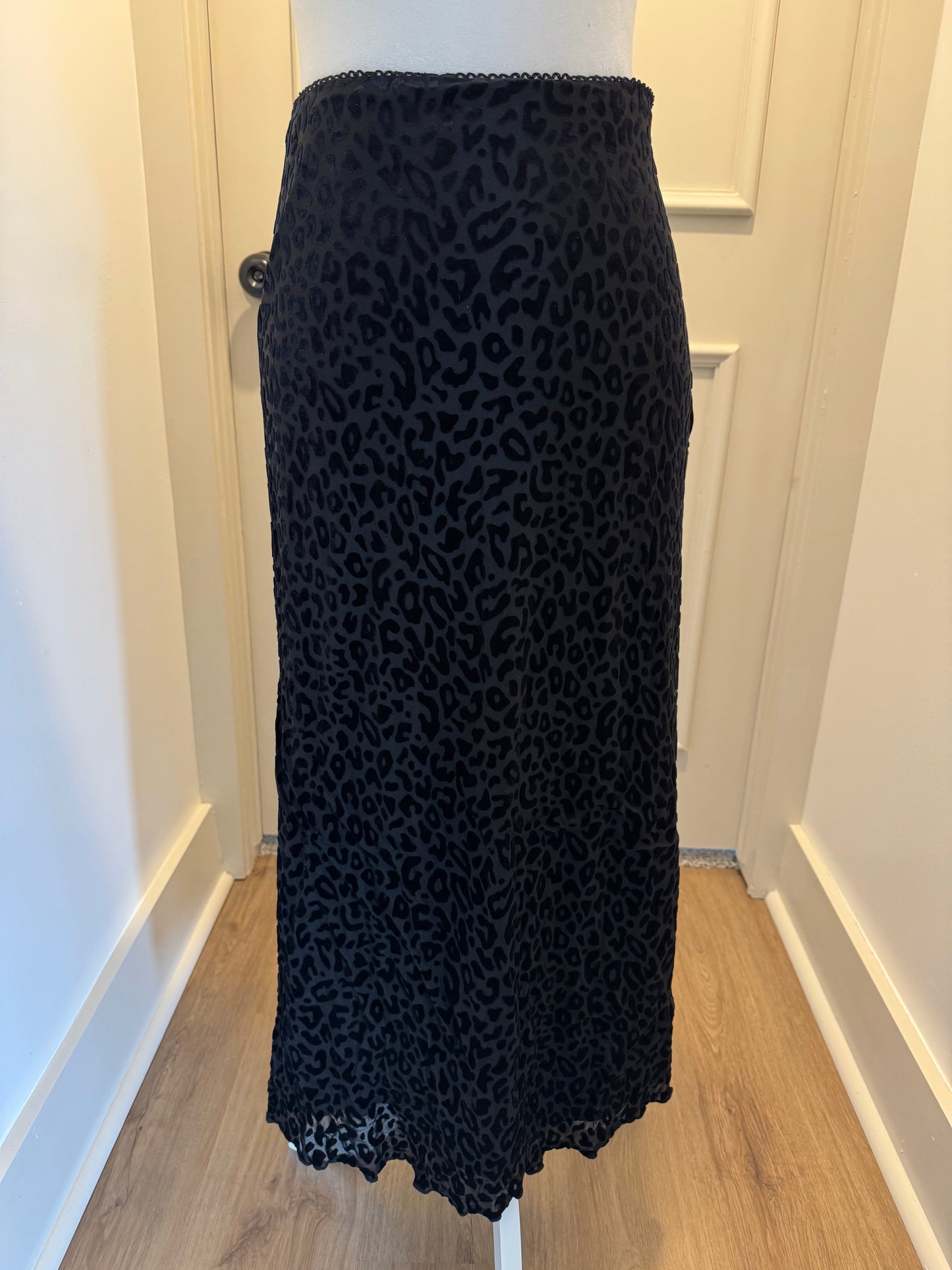 No Boundaries Black Leopard Midi Skirt