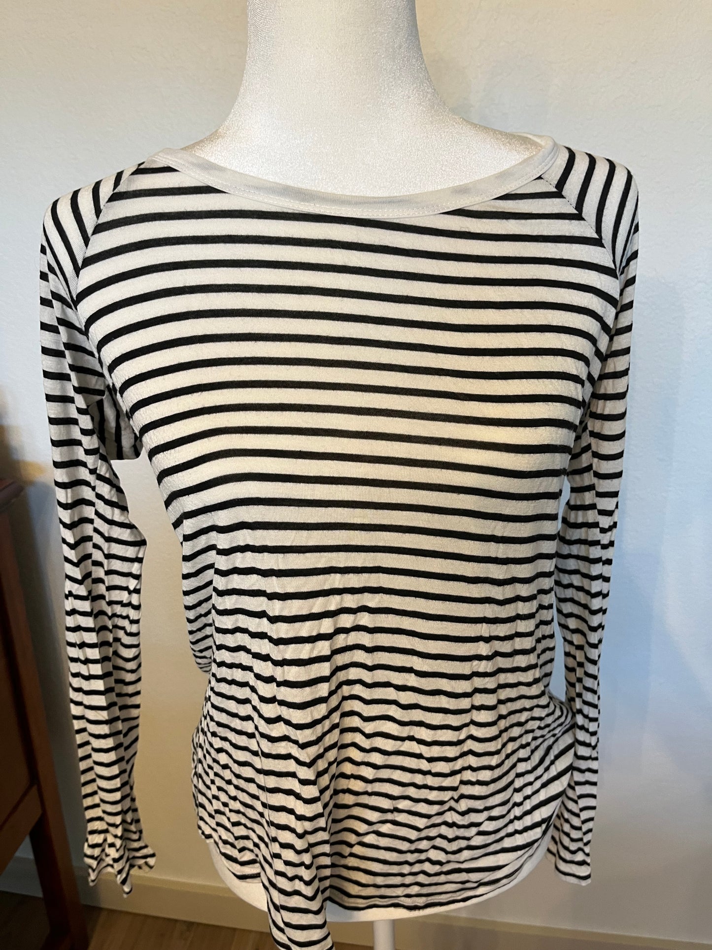 Pink Lily Black and Cream Stripe Top