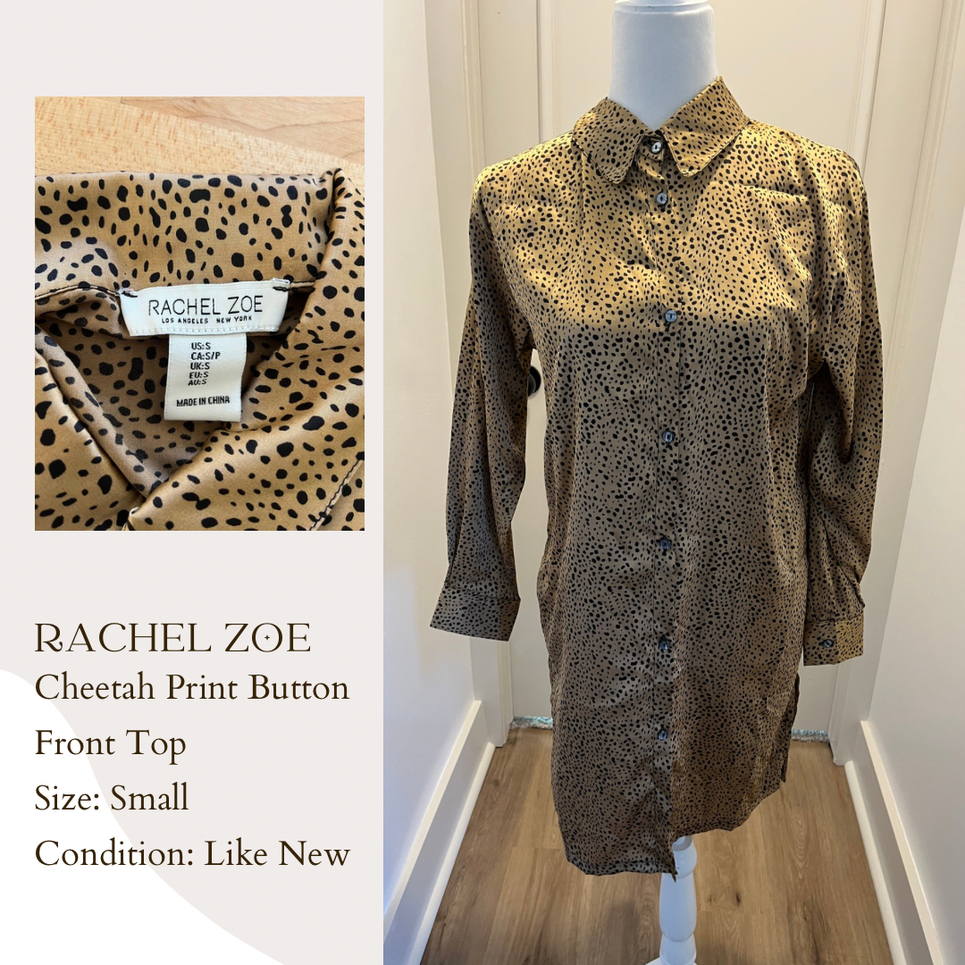 Rachel Zoe Cheetah Print Button Front Top