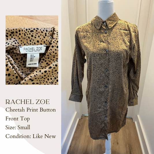 Rachel Zoe Cheetah Print Button Front Top
