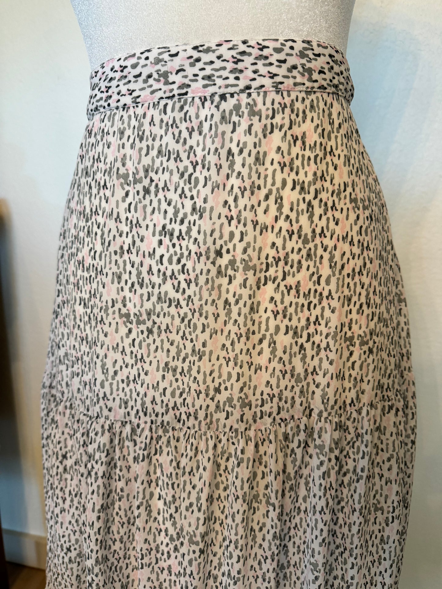 Japna Gray and Blush Print Maxi Skirt