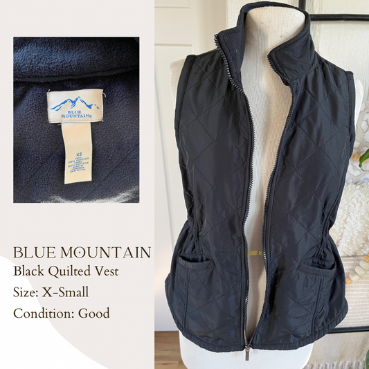 Blue Mountain Black Quilted Vest