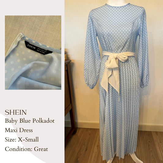 Shein Baby Blue Polkadot Maxi Dress