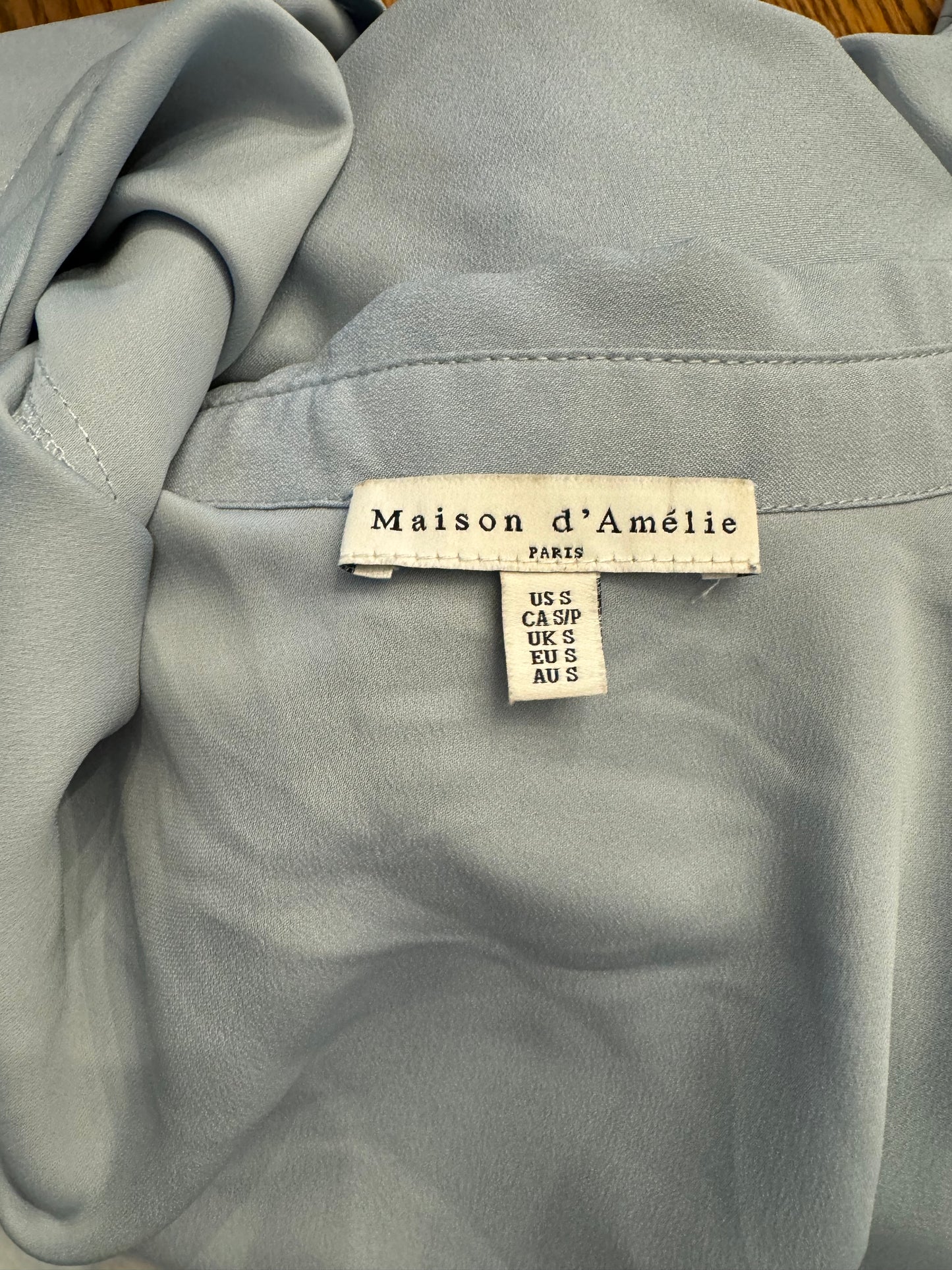 Maison D’ Amelie Blue Button Front Top