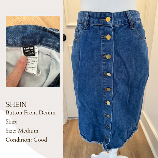 Shein Button Front Denim Skirt
