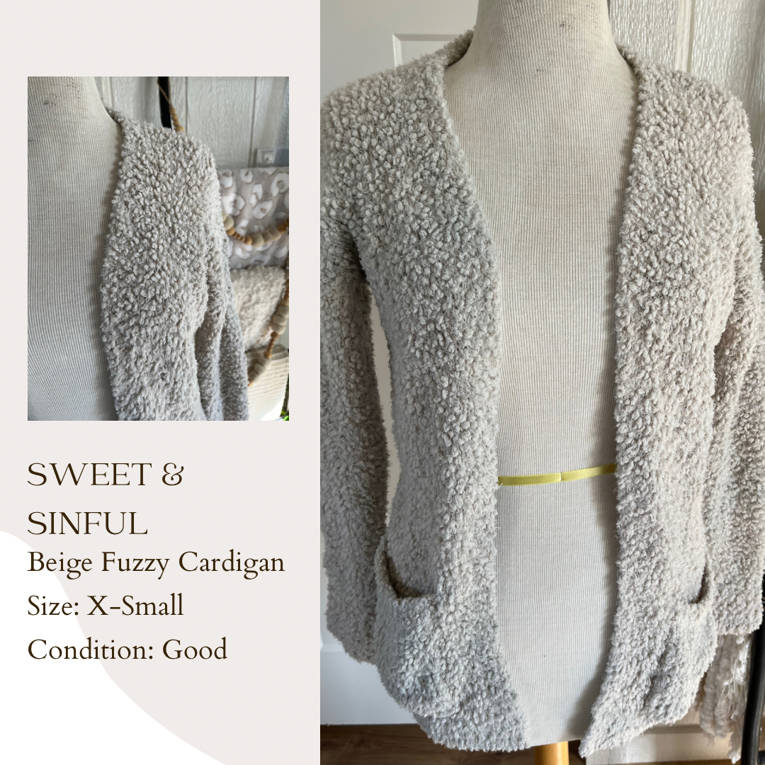 Sweet & Sinful Beige Fuzzy Cardigan