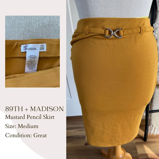 89th + Madison Mustard Pencil Skirt