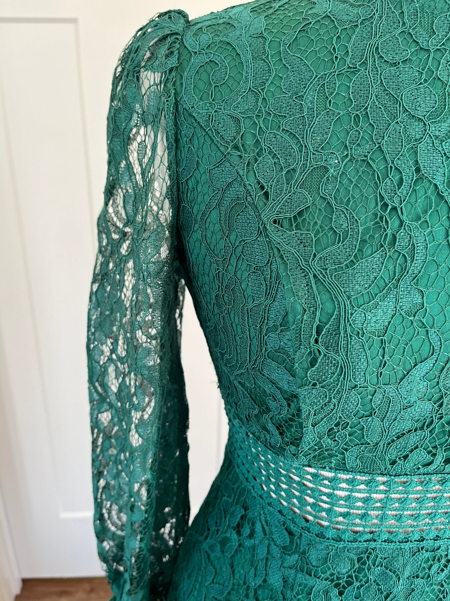 Shein Emerald Green Lace Midi Dress