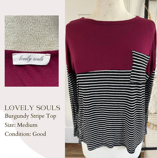 Lovely Souls Burgundy Stripe Top