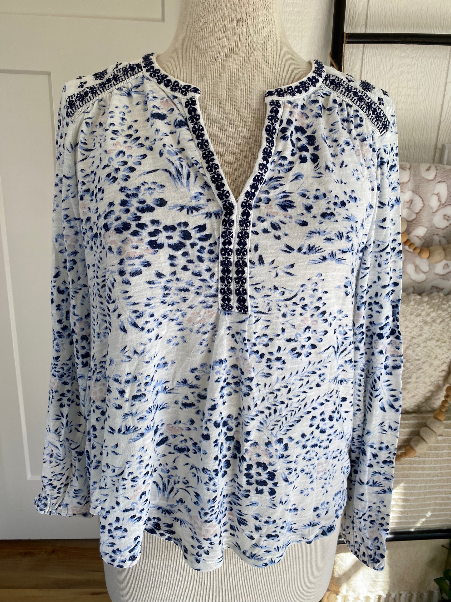 Lucky Brand Blue Floral Top