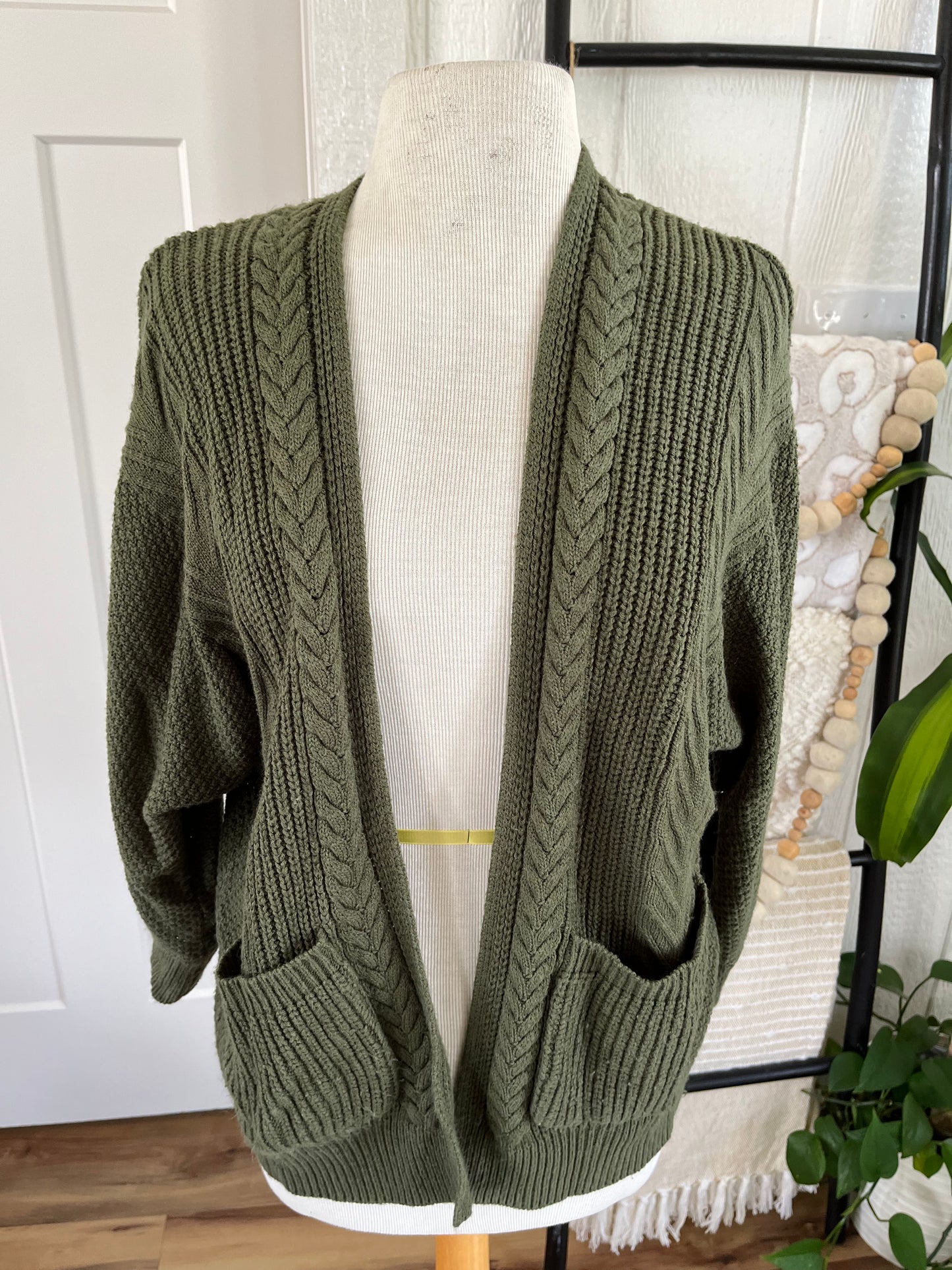 Charlotte Russe Hunter Green Chunky Knit Cardigan