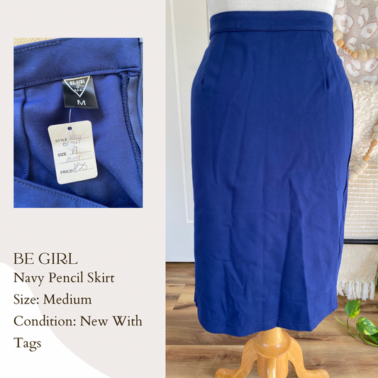 Be Girl Navy Pencil Skirt