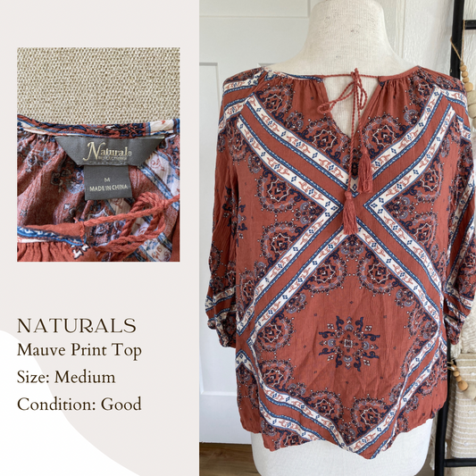 Naturals Mauve Print Top