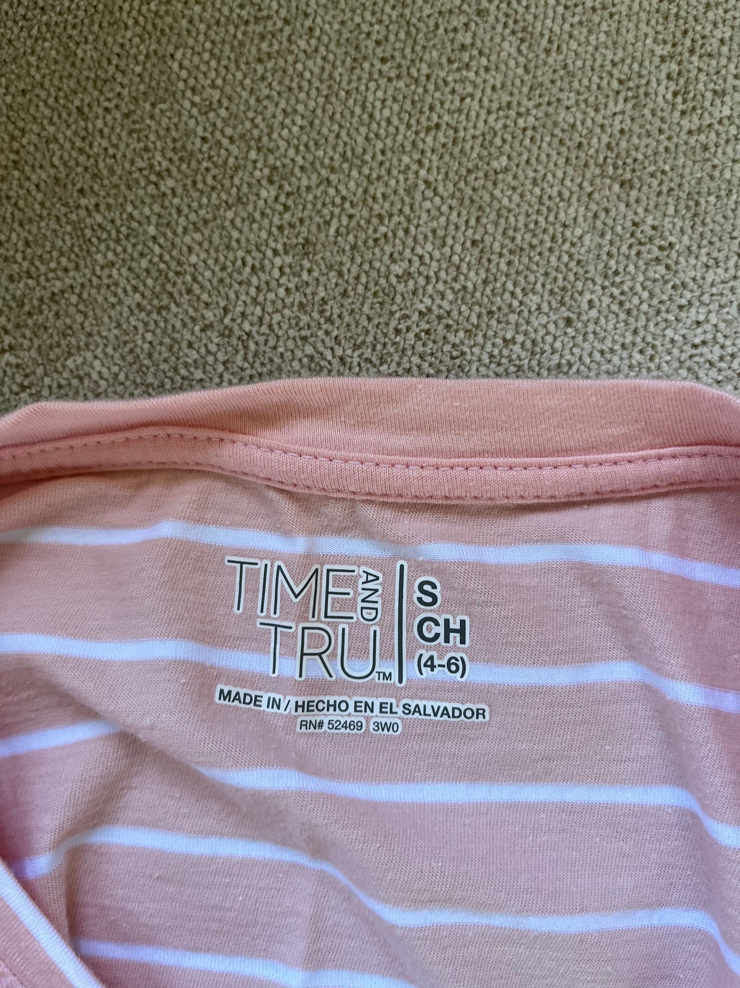 Time & Tru Pink and White Stripe Top