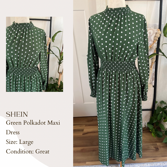 Shein Green Polkadot Maxi Dress