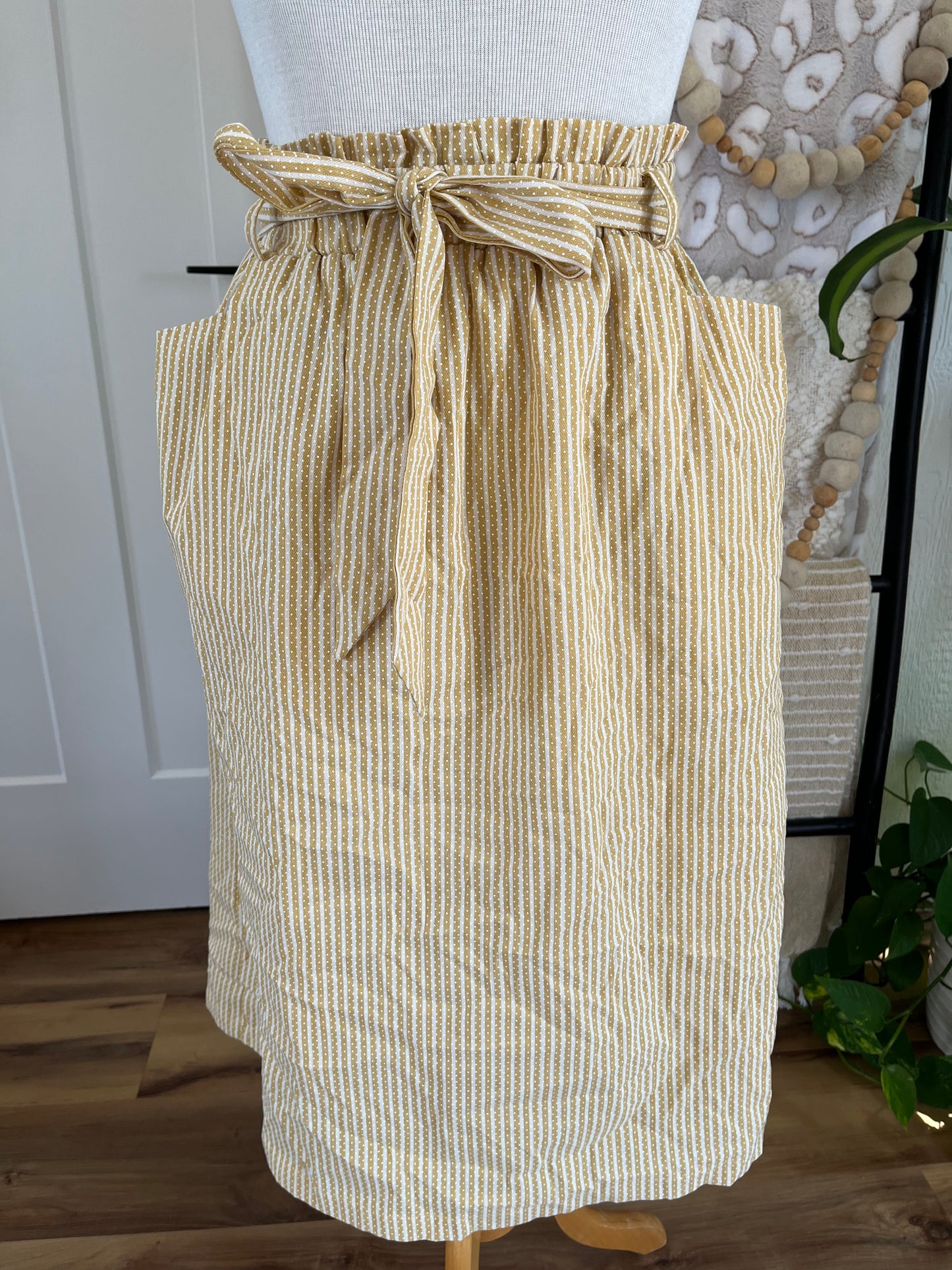 Silhouette Yellow Stripe Midi Skirt