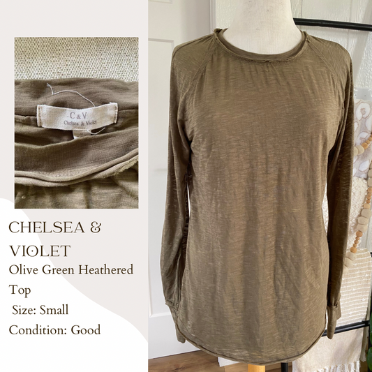 Chelsea & Violet Olive Green Heathered Top