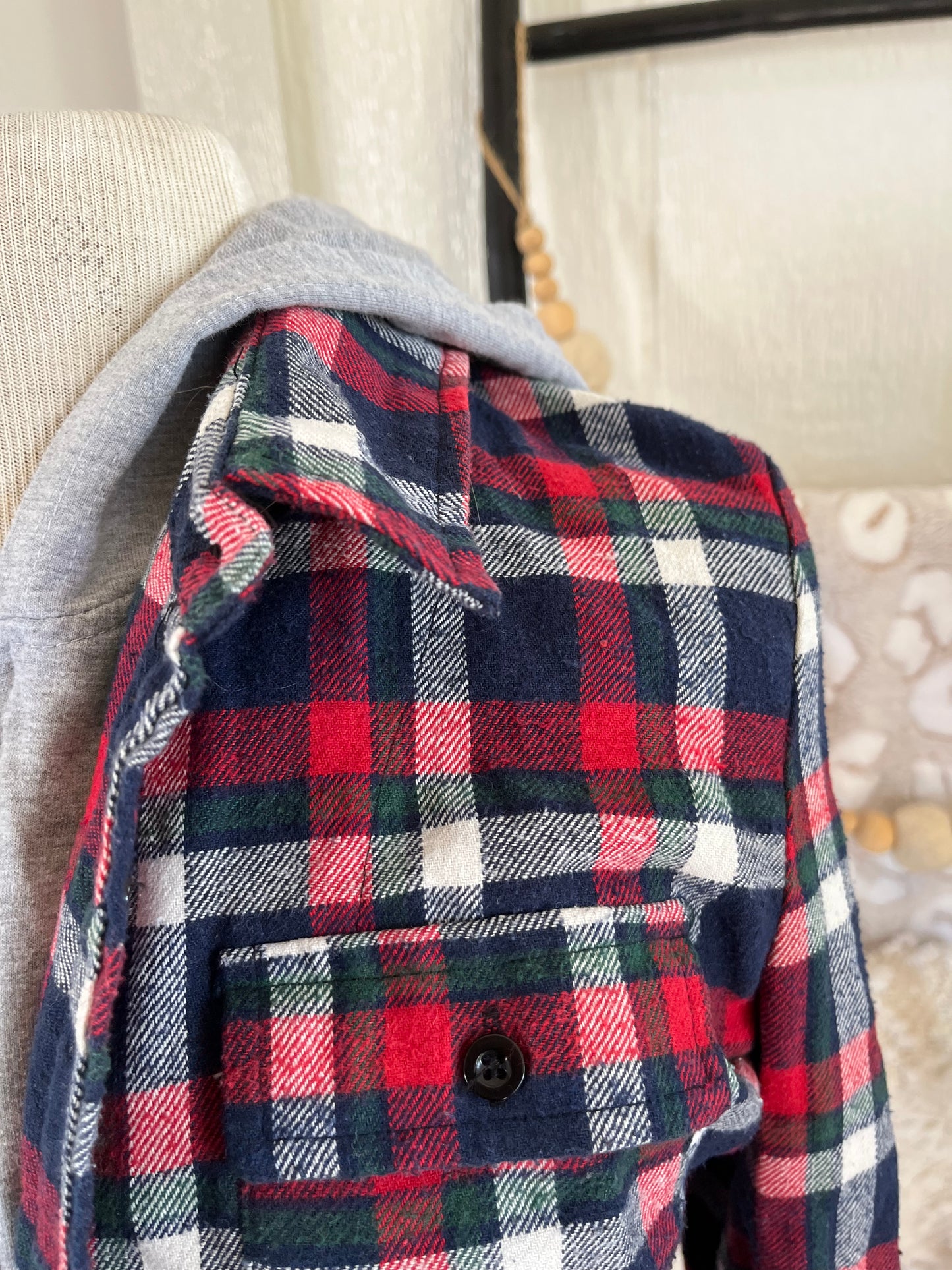 Ci Sono Navy and Red Plaid Jacket