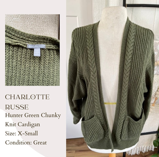 Charlotte Russe Hunter Green Chunky Knit Cardigan