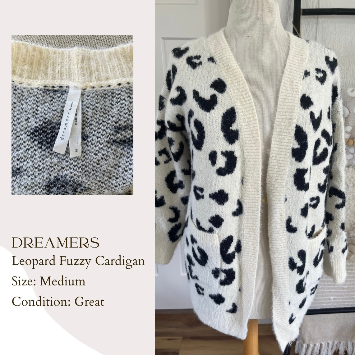Dreamers Leopard Fuzzy Cardigan